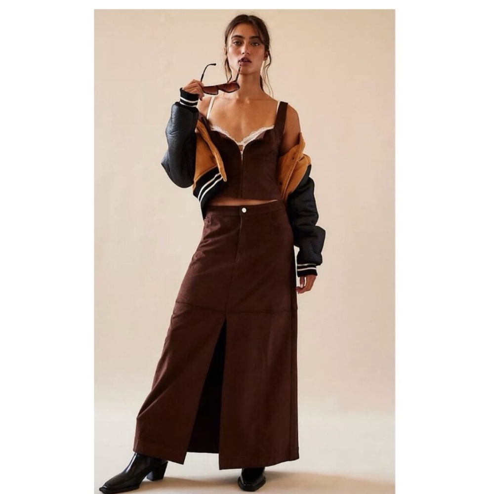 Free People Wishful Thinking Y2K 2 PC Skirt Set In Chocolate Love Size Small